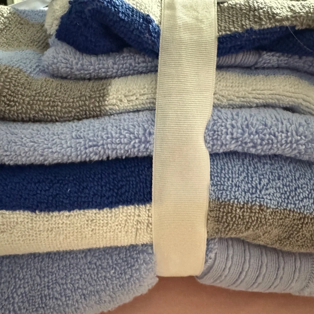 Kapoor Home Blue/Gray/White Striped Bath Towel 6 Piece Set